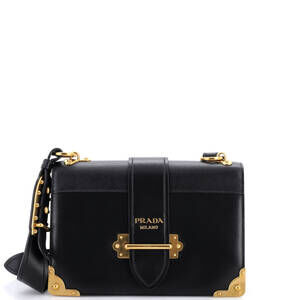 Prada Large Cahier Crossbody Bag Leather and Saffiano Leather